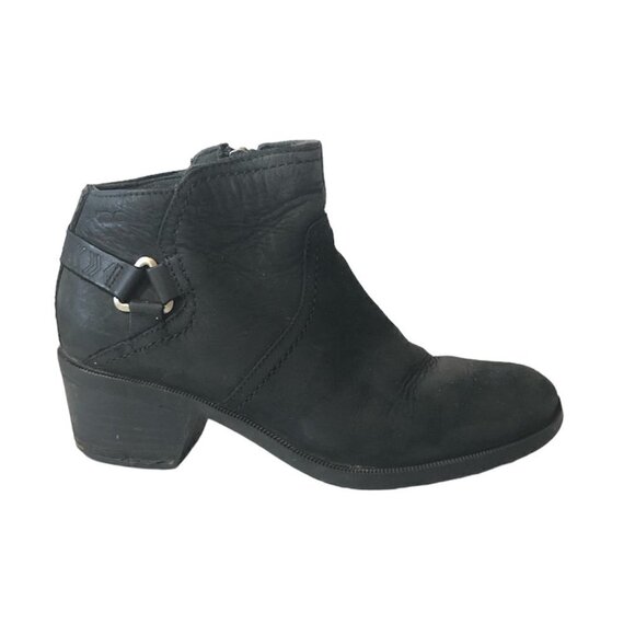 TEVA Boots Women's Size 6.5 Black Foxy Moto Style Side Zipper & Heel Leather - Picture 1 of 13